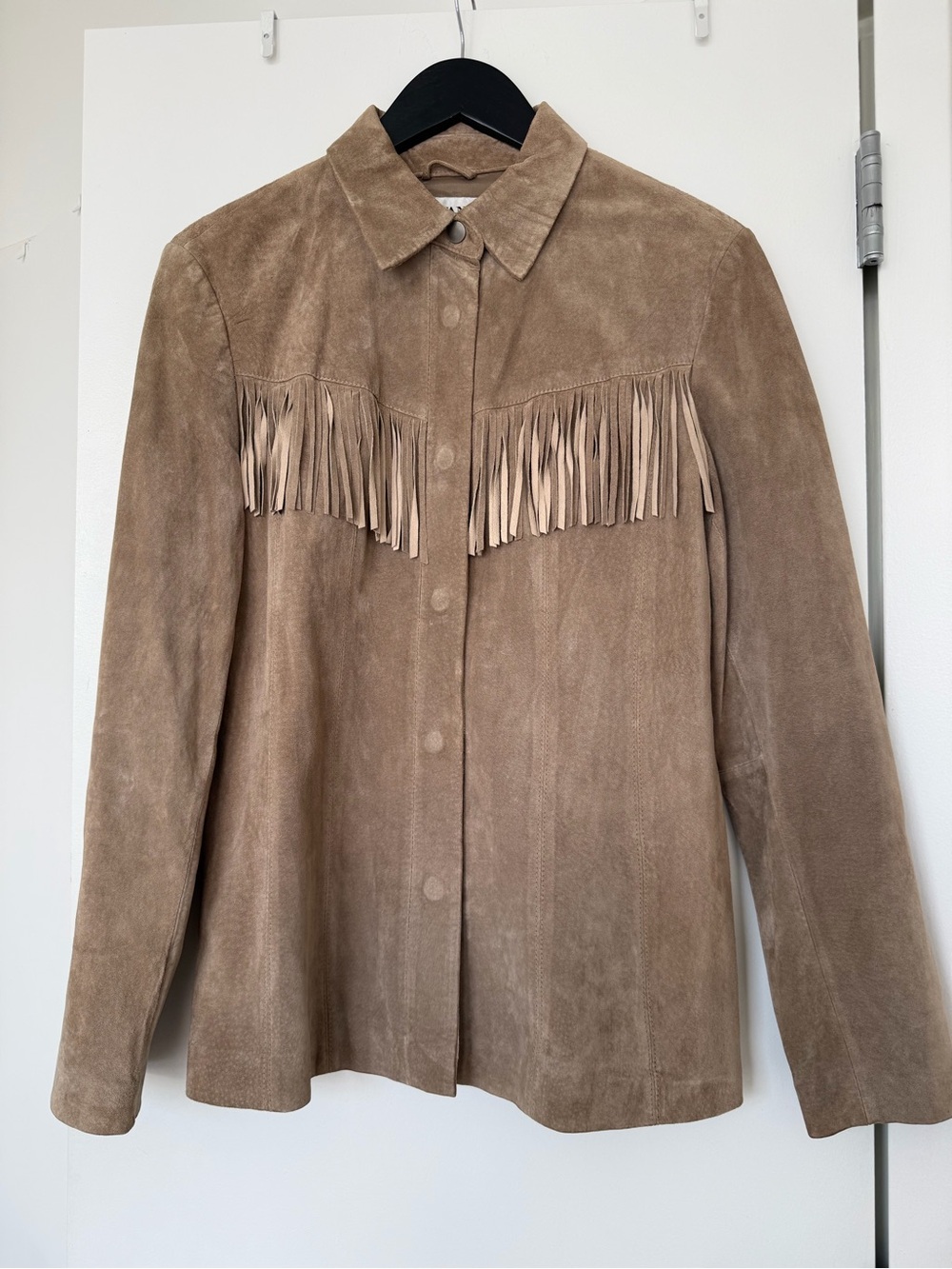 Alfani Fringe Suede Leather Jacket in Brown Size Medium